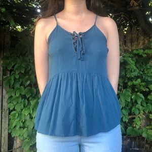 LA hearts flowy blue tank